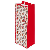 Hübsche Ananas mit rotem Hintergrund Geschenktüte Für Weinflaschen (Rückseite Schrägansicht)