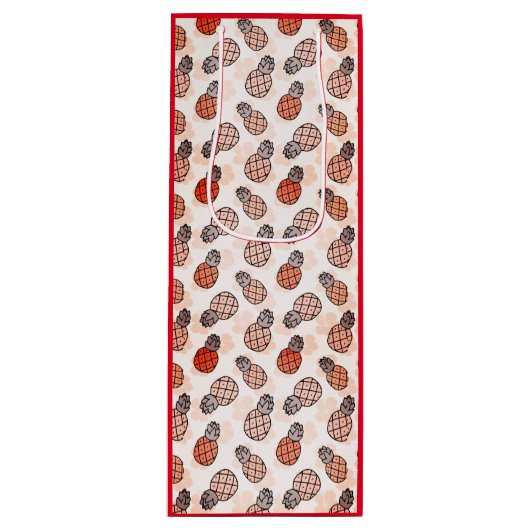 Hübsche Ananas mit rotem Hintergrund Geschenktüte Für Weinflaschen (Vorderseite)