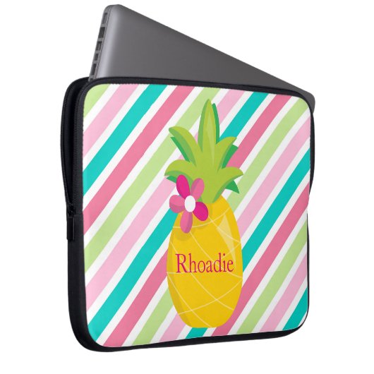 Hübsche Ananas mit Streifen Laptopschutzhülle (Vorne Rechts)
