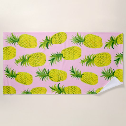Hübsche Ananas Sommerspass Obst Strandtuch (Vorderseite)