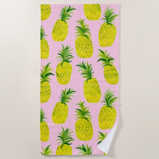 Hübsche Ananas Sommerspass Obst Strandtuch (Vorderseite)