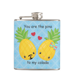 Hübsche Ananas Tropisches Pina Colada Romantisch Flachmann