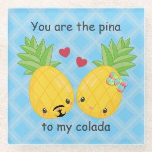 Hübsche Ananas Tropisches Pina Colada Romantisch Glasuntersetzer