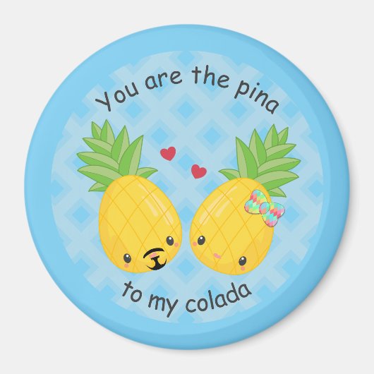 Hübsche Ananas Tropisches Pina Colada Romantisch Magnet (Vorne)