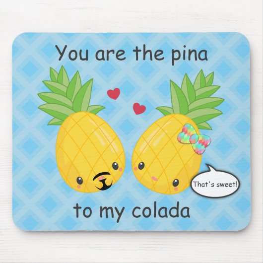 Hübsche Ananas Tropisches Pina Colada Romantisch Mousepad (Vorne)