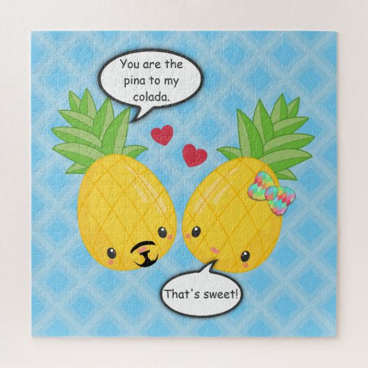 Hübsche Ananas Tropisches Pina Colada Romantisch Puzzle (Vertikal)