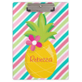 Hübsche Ananas und farbenfrohe Streifen Klemmbrett (Vorderseite)