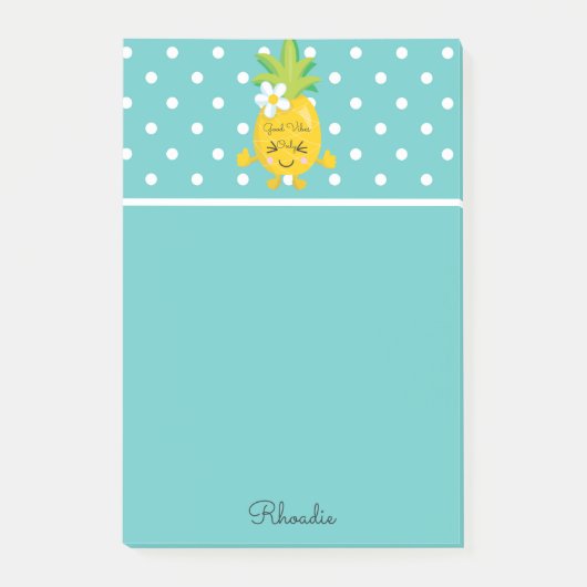 Hübsche Ananas und Polka Dot Post-it Klebezettel (Vorderseite)