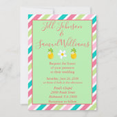 Hübsche Ananas und Streifen Hochzeit Einladung (Vorderseite)