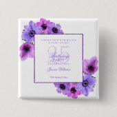 Hübsche Anemonen-Blumen25. Geburtstag Button (Vorderseite)