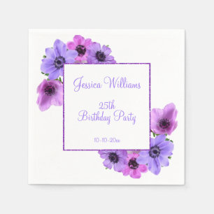 Hübsche Anemonen-Blumen25. Geburtstag Serviette