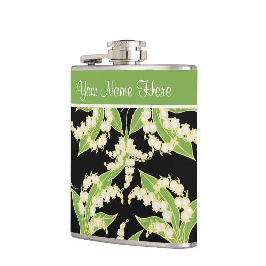 Hübsche angesagte mit Blumenflasche: Maiglöckchen, Flachmann (Links)