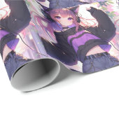 Hübsche Anime Girl auf Kopfhörern Geburtstag Geschenkpapier (Rolleneckpunkt)