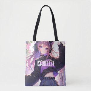Hübsche Anime Girl auf Kopfhörern Geburtstag Tasche