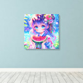 Hübsche Anime Girl Eating Leinwanddruck (Insitu (Holzboden))