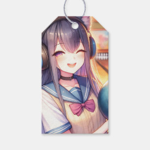 Hübsche Anime Girl im Bowling Geburtstagsparty Geschenkanhänger