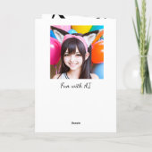 Hübsche Anime Girl in Fuchsohren Balloons Geburtst Karte (Rückseite)