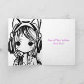 Hübsche Anime Girl in Fuchsohren Balloons Geburtst Karte (Innenseite)