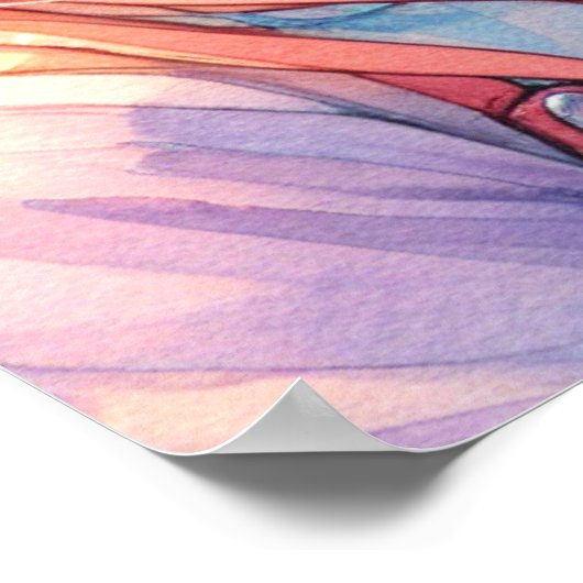 Hübsche Anime Girl in Roller-Skaten Poster (Ecke)