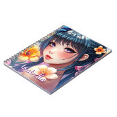 Hübsche Anime Girl mit Affodien Personalisiert Notizblock (Linke Seite)