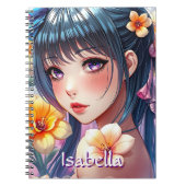 Hübsche Anime Girl mit Affodien Personalisiert Notizblock (Vorderseite)