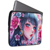 Hübsche Anime Girl mit blauen Augen Personalisiert Laptopschutzhülle (Vorne Rechts)