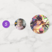 Hübsche Anime Girl's Birthday Cupcake Konfetti (Vorderseiten)