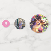 Hübsche Anime Girl's Birthday Cupcake Konfetti (Rückseiten)