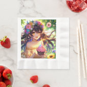 Hübsche Anime Girl's Birthday Cupcake Serviette (Beispiel)