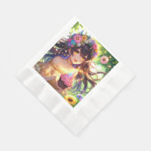 Hübsche Anime Girl's Birthday Cupcake Serviette (Ecke)