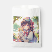 Hübsche Anime Holding Kitten Girl's Birthday Geschenktütchen (Vorderseite)