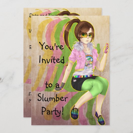 Hübsche Animemädchenmode-Opfer-Party Einladungen (Vorne/Hinten)
