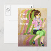 Hübsche Animemädchenmode-Opferpostkarte Postkarte (Vorne/Hinten)