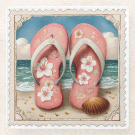 HÜBSCHE ANTIK GEKÜRZTE SOMMERFLIPFLOPS GLASUNTERSETZER