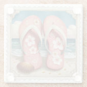 HÜBSCHE ANTIK GEKÜRZTE SOMMERFLIPFLOPS GLASUNTERSETZER (Rückseite)