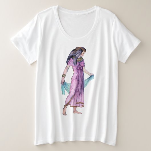 Hübsche antike ägyptische Lady Lila Kleidung Scarf Große Größe T-Shirt (Design vorne)