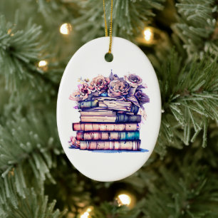 Hübsche antike Bibliothek und Vintage Rose Keramik Ornament