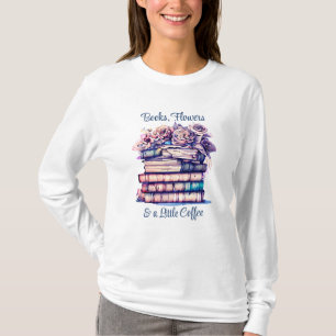 Hübsche antike Bibliothek und Vintage Rose T-Shirt