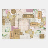 Hübsche antike Collage Add Name & Secret Message 3 Geschenkpapier Set (Vorderseite 3)