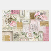 Hübsche antike Collage Add Name & Secret Message 3 Geschenkpapier Set (Vorderseite)