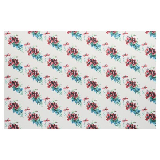 Hübsche antike Mohnblumen Stoff (Fat Quarter (45,7 x 55,9 cm))