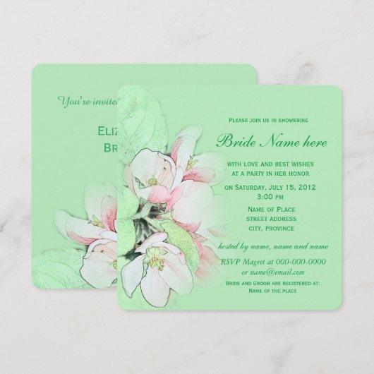 Hübsche Apfel-Blume Brautpartys Einladung (Vorne/Hinten)