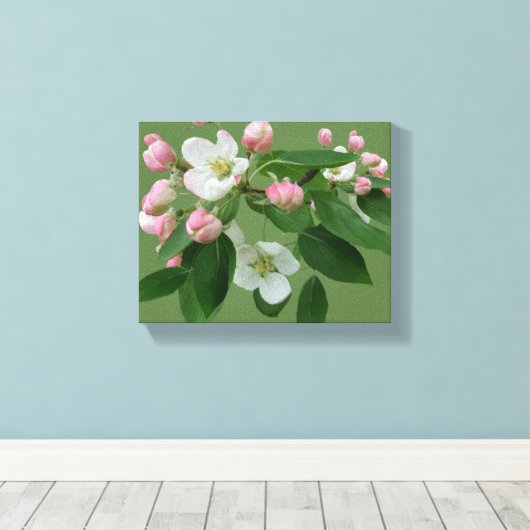 Hübsche Apfelblüte Blumenblüte, einfach grün Hygge Leinwanddruck (Insitu (Holzboden))