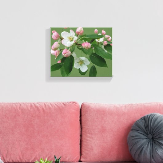 Hübsche Apfelblüte Blumenblüte, einfach grün Hygge Leinwanddruck (Insitu (Wohnzimmer))