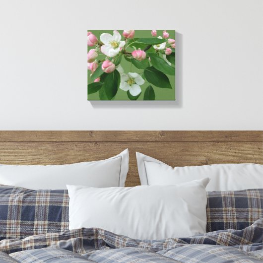Hübsche Apfelblüte Blumenblüte, einfach grün Hygge Leinwanddruck (Insitu (Schlafzimmer))