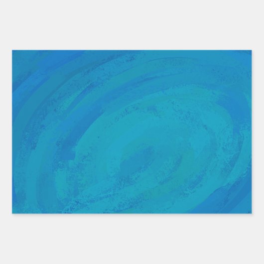 Hübsche Aqua Blue Farbkoordinierte Muster Geschenkpapier Set (Vorderseite 3)