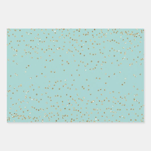 Hübsche Aqua Mint Gold Sparkle Dots Leopard Geschenkpapier Set (Vorderseite)