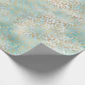 Hübsche Aqua White Gold Leopard Print Geschenkpapier (Ecke)