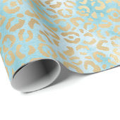 Hübsche Aqua White Gold Leopard Print Geschenkpapier (Rolleneckpunkt)