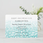Hübsche Aqua White Ombre Animal Print Babydusche Einladung (Stehend Vorderseite)